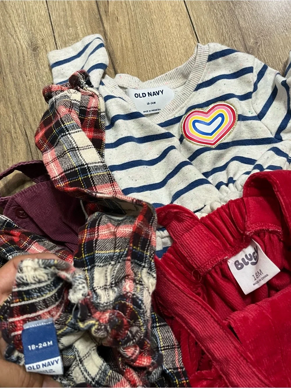 Old Navy Cream & Navy Striped Dress with Heart Patch